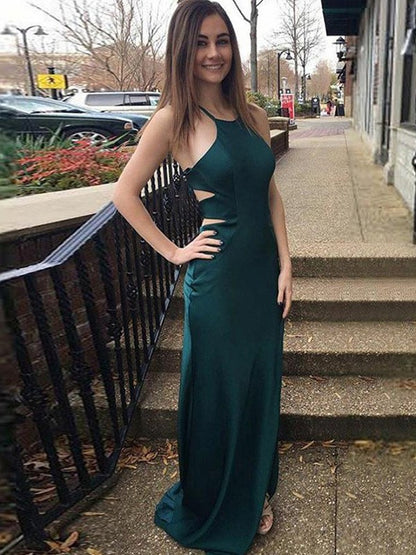 Pillar silk faux satin Halter Sweet formal sleeveless dress
