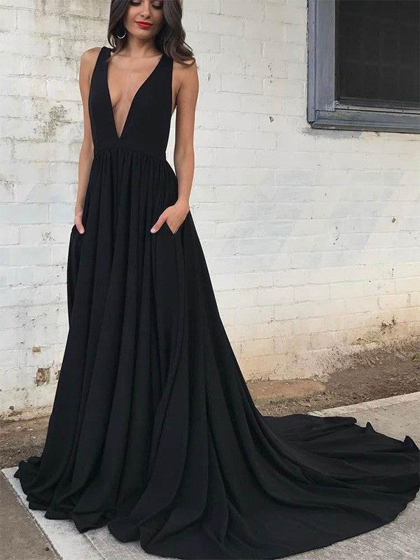 A-line skirt princess ruffled V-neck spandex court skirt hem dress