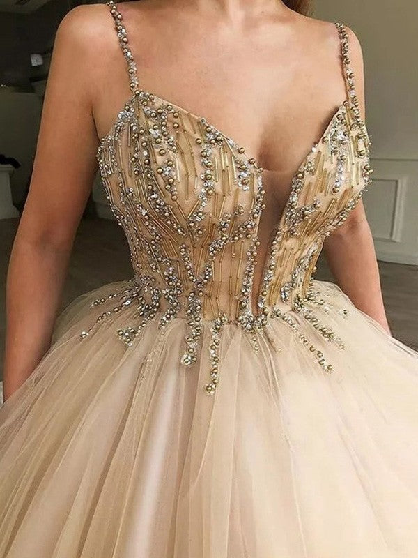 Sexy high-end color V-neck sheer sleeveless beaded floor mop dress