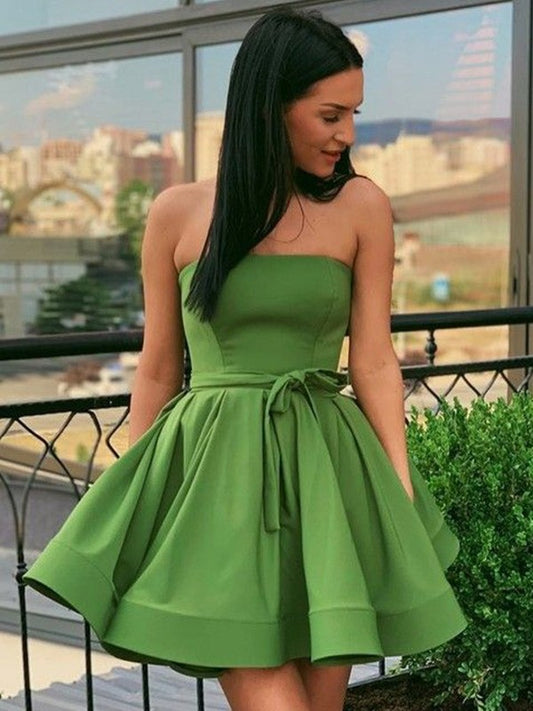 Princess Sexy Shoulderless Ruffle Edge Sleeveless Satin Back to School Ball Dress