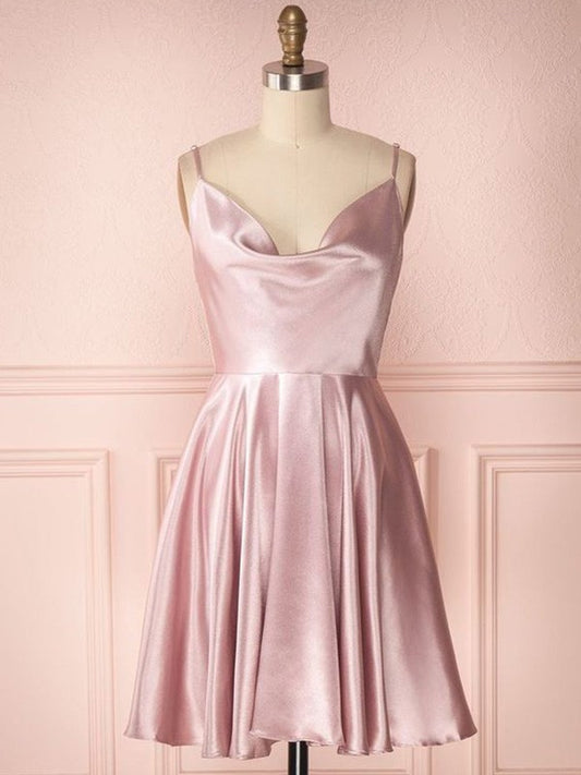 A-line Princess Style Silk Ruffle Edge Sleeveless Thin Shoulder Strap Party Evening Dress