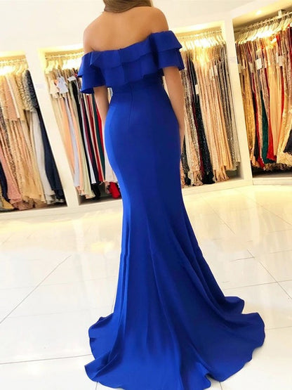 Sexy Pillar Sweeping Training Off the Shoulder Sleeveless Elastic Crepe Dress