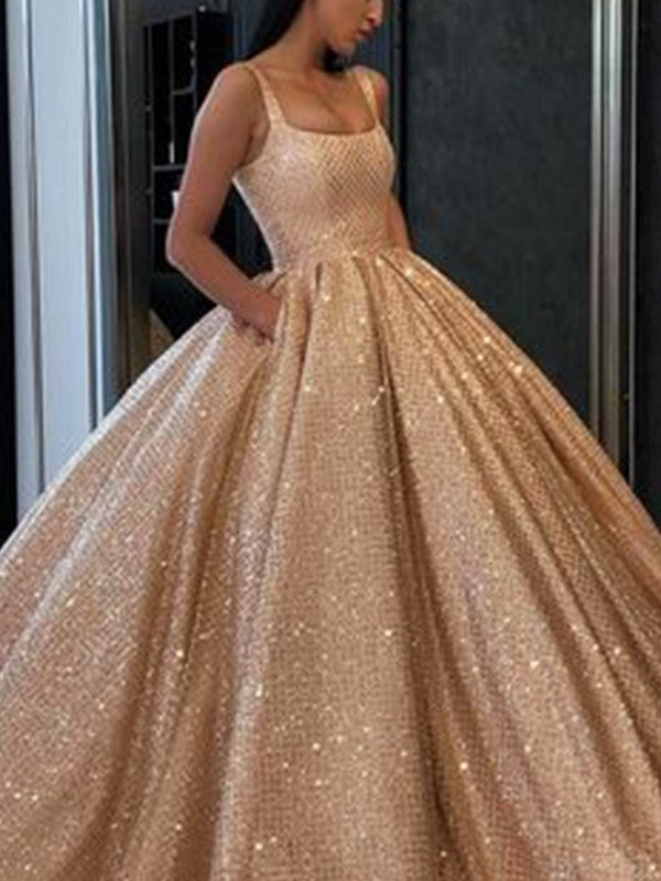 Jersey Ruffle Edge Square Sleeveless Floor Sweeping Formal Party Ball Dress