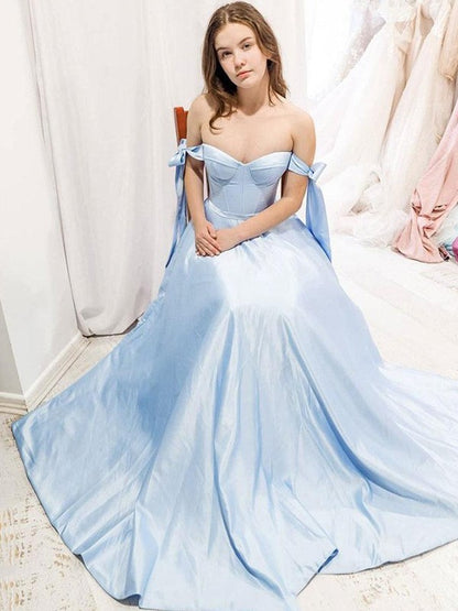 A-line noble princess satin ruffled edge sweet sleeveless brush train skirt