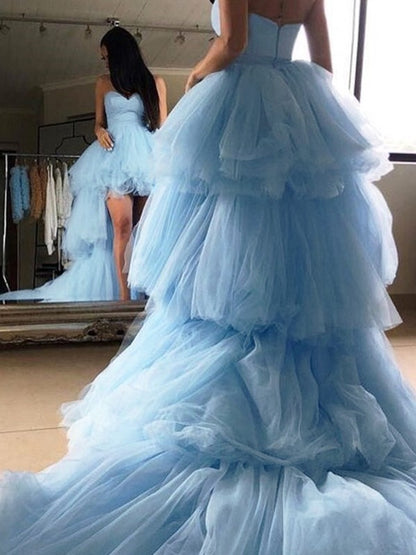 A-line skirt sweet princess sheer multi-layer sweet sleeveless strapless skirt