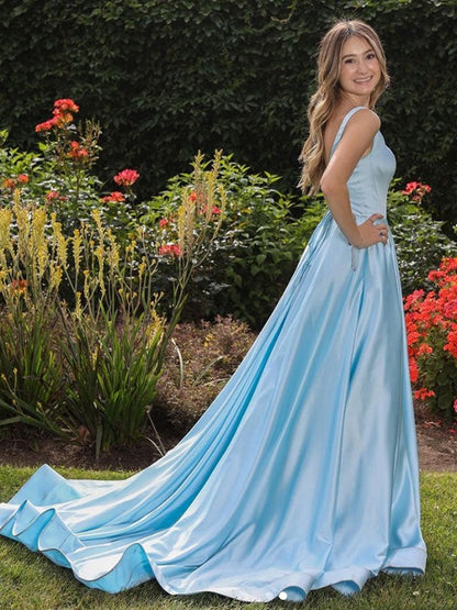 A-line Elegant Princess Satin Ruffle Edge Backband Sleeveless Palace Dress