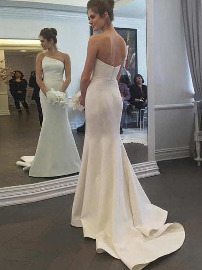 Cylindrical elastic Crepe ruffled edge sleeveless formal wedding dress