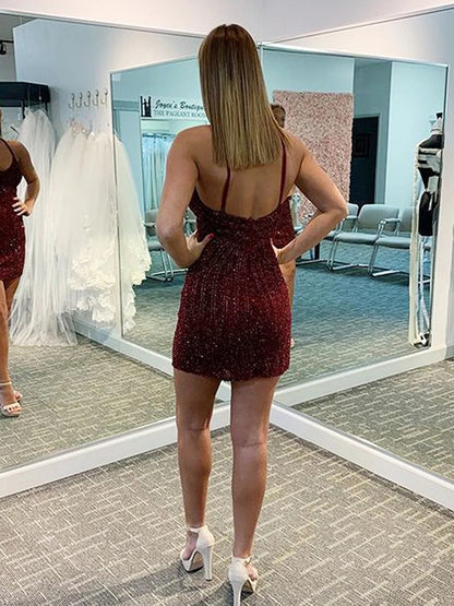 Slim fit sexy dress stand up collar V-neck sleeveless short mini skirt