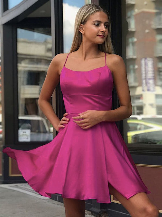 Sweet Princess Elastic Woven Satin Ruffle Edge Italian Noodle Strap Sleeveless Dress