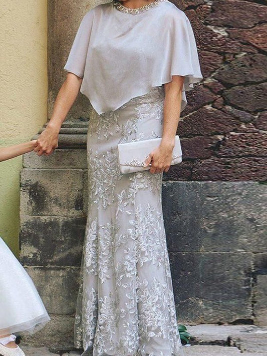 Sheath column tie Scoop sleeveless floor mop bride mother dress