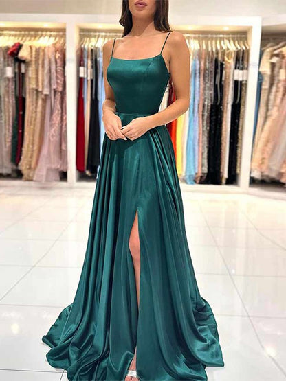 Princess Silk Ruffle Italian Noodle Strap Sleeveless Floor Dress Sexy