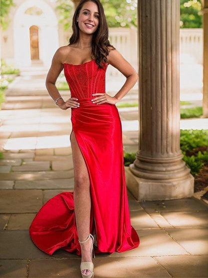 Imitation silk satin inlaid sleeveless elegant palace dress