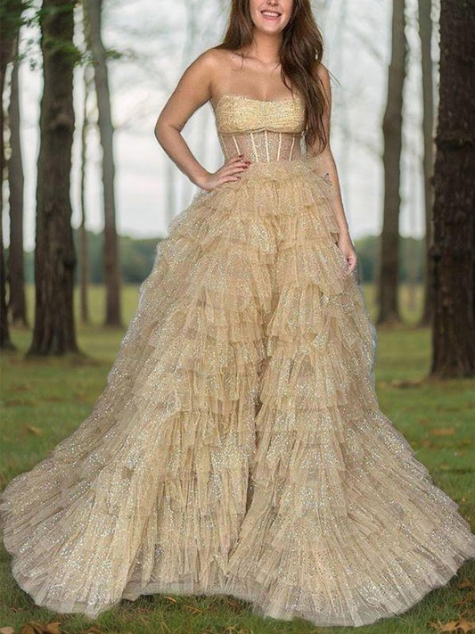 A-line Princess Sleeveless Palace Formal Evening Ball Party Dress