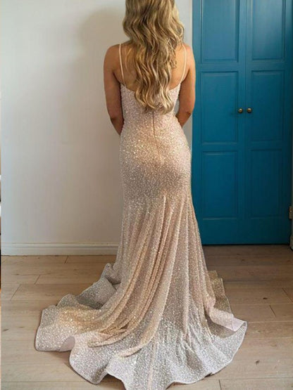 Elegant and shiny sheath column shaped sleeveless brush style bra