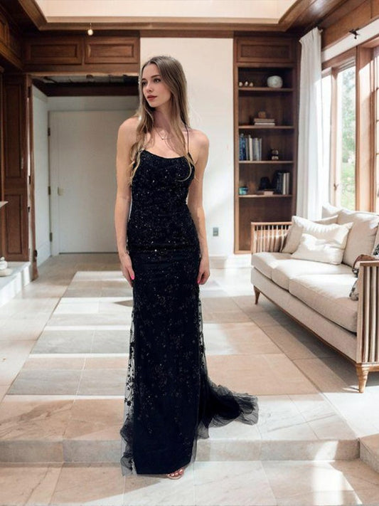 Sheath column thin gauze spaghetti strap sleeveless court dress