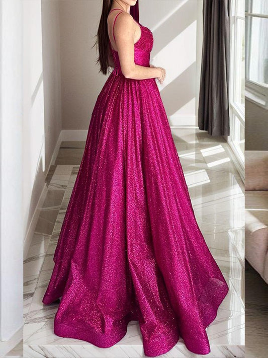 A-line elegant princess ruffled edge sweet sleeveless floor mop evening dress
