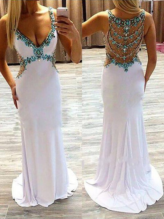 A-line elegant princess V-neck sleeveless strapless satin dress