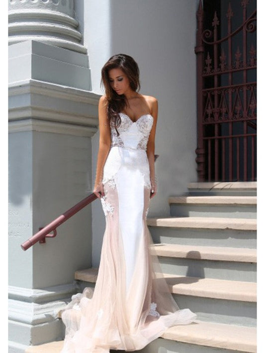 Small slim fit elegant mermaid sweetheart sleeveless tulle church dress