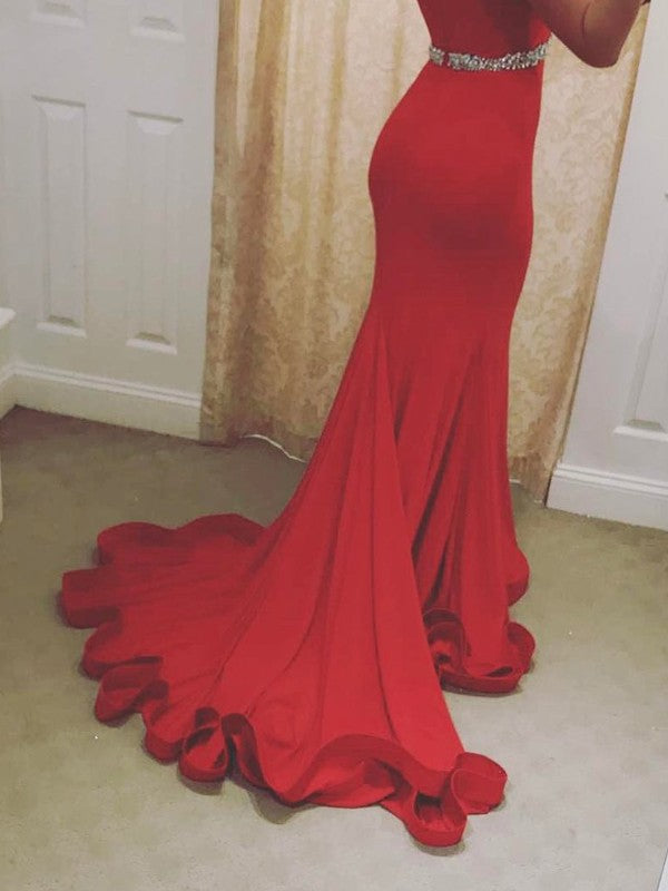 Speaker Mermaid Sexy Off Shoulder Sleeveless Swept Shoulder Elastic Crepe Dress