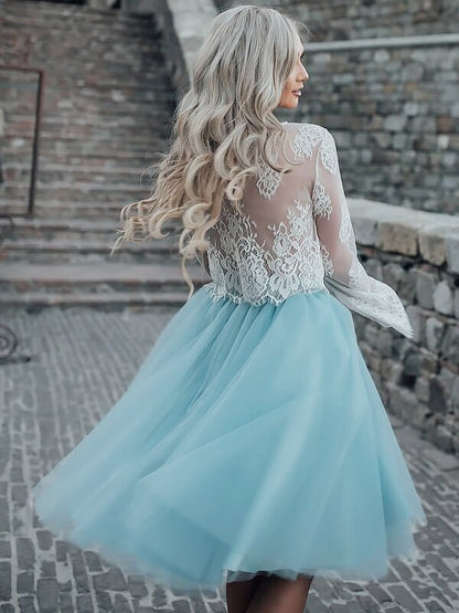 A-line princess skirt long sleeved mini sheer dress