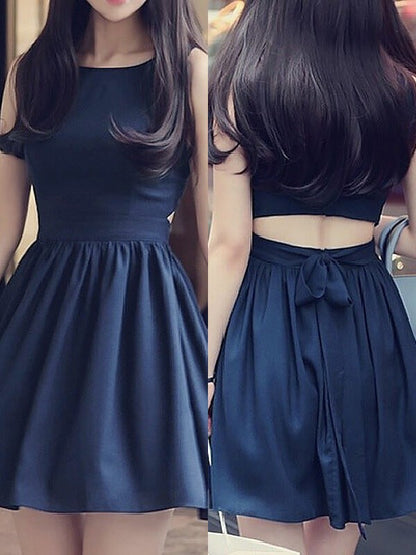 A-line Sweet Princess Dress Sleeveless Short Back to School Chiffon Dress