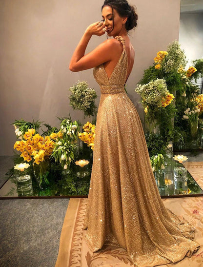 A-shaped ball sparkling formal dress formal dinner broomstick tail sleeveless thin shoulder strap elastic satin backless rhinestone