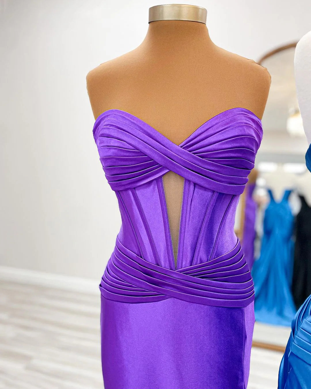 Mermaid Sweet Satin Lock Hole Ball Party Dress Split