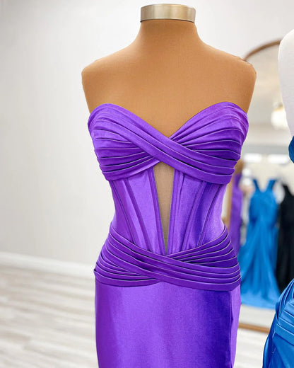 Mermaid Sweet Satin Lock Hole Ball Party Dress Split