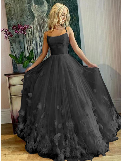 A-shaped ball party dress floral dress sweet long sleeveless thin shoulder strap pleated sticker sheer