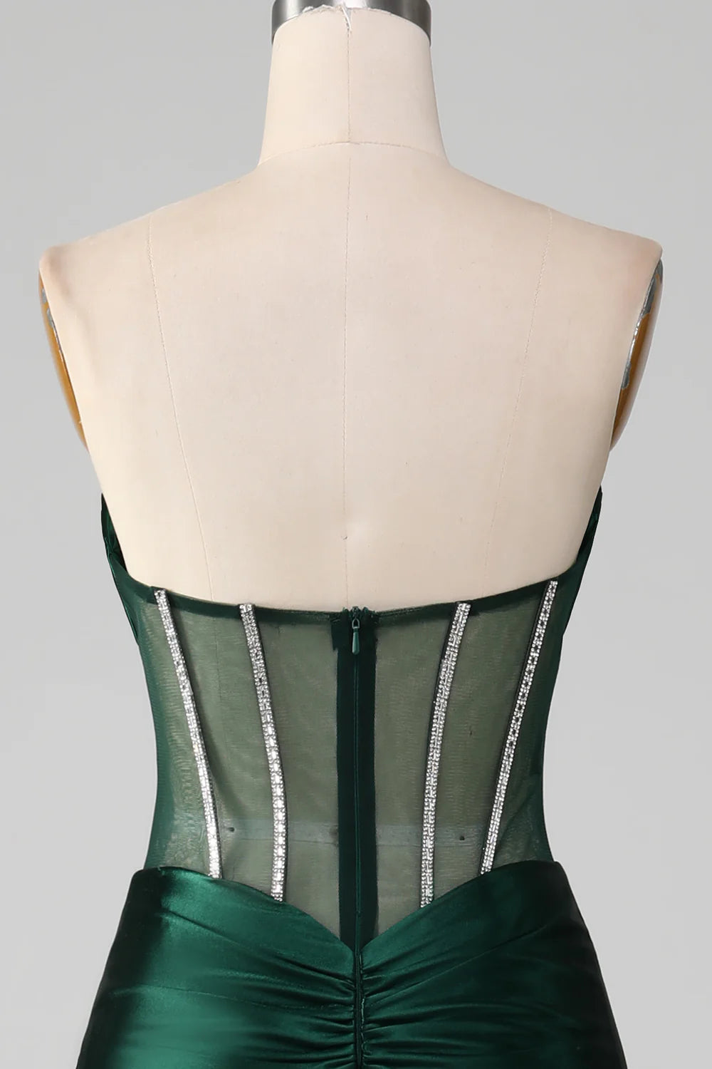 Slim fit mermaid sweet dark green Corset ball dress with front slit