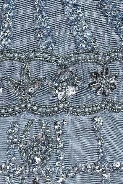 Boat Neck Short Sleeve Embellished Zipper Back Mother of the Bride Dresses