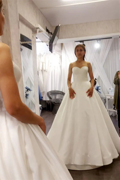 Satin Sweetheart Wedding Dress Bridal Gown