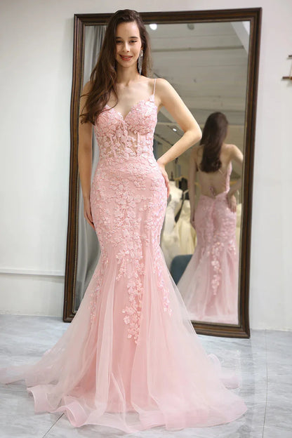 Elegant slim fit mermaid lace up long strapless ball dress