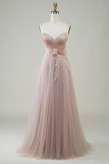 Powder blusher A-line Corset Tulle Ball Party Formal Dress