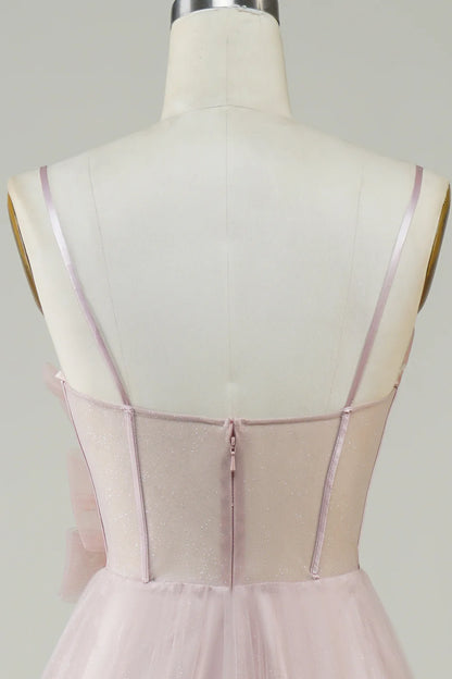 Powder blusher A-line Corset Tulle Ball Party Formal Dress