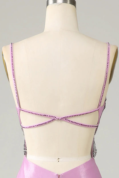 Purple swim mermaid no back spaghetti  strap butterfly ball dress