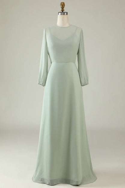 Elegant and Sweet Mint Long sleeved Wedding Dress