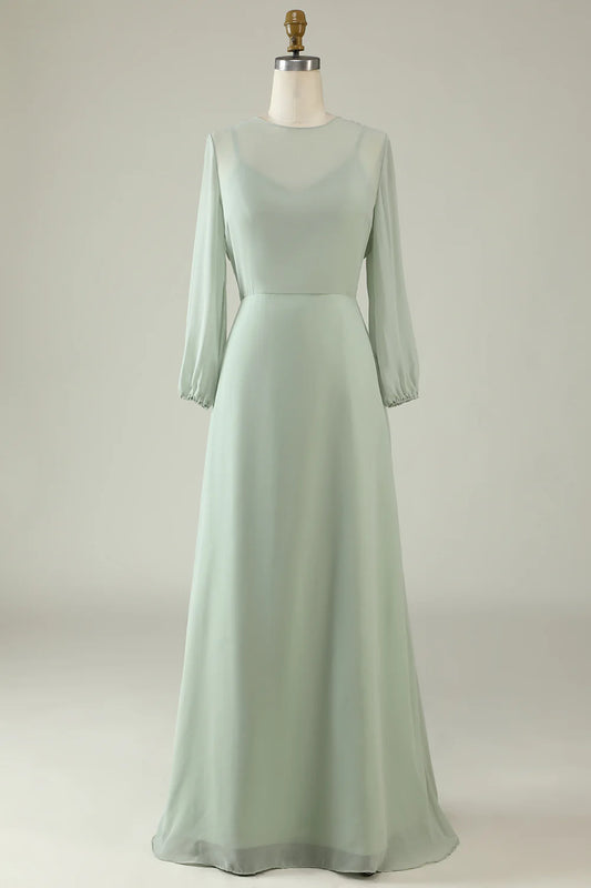 Elegant and Sweet Mint Long sleeved Wedding Dress