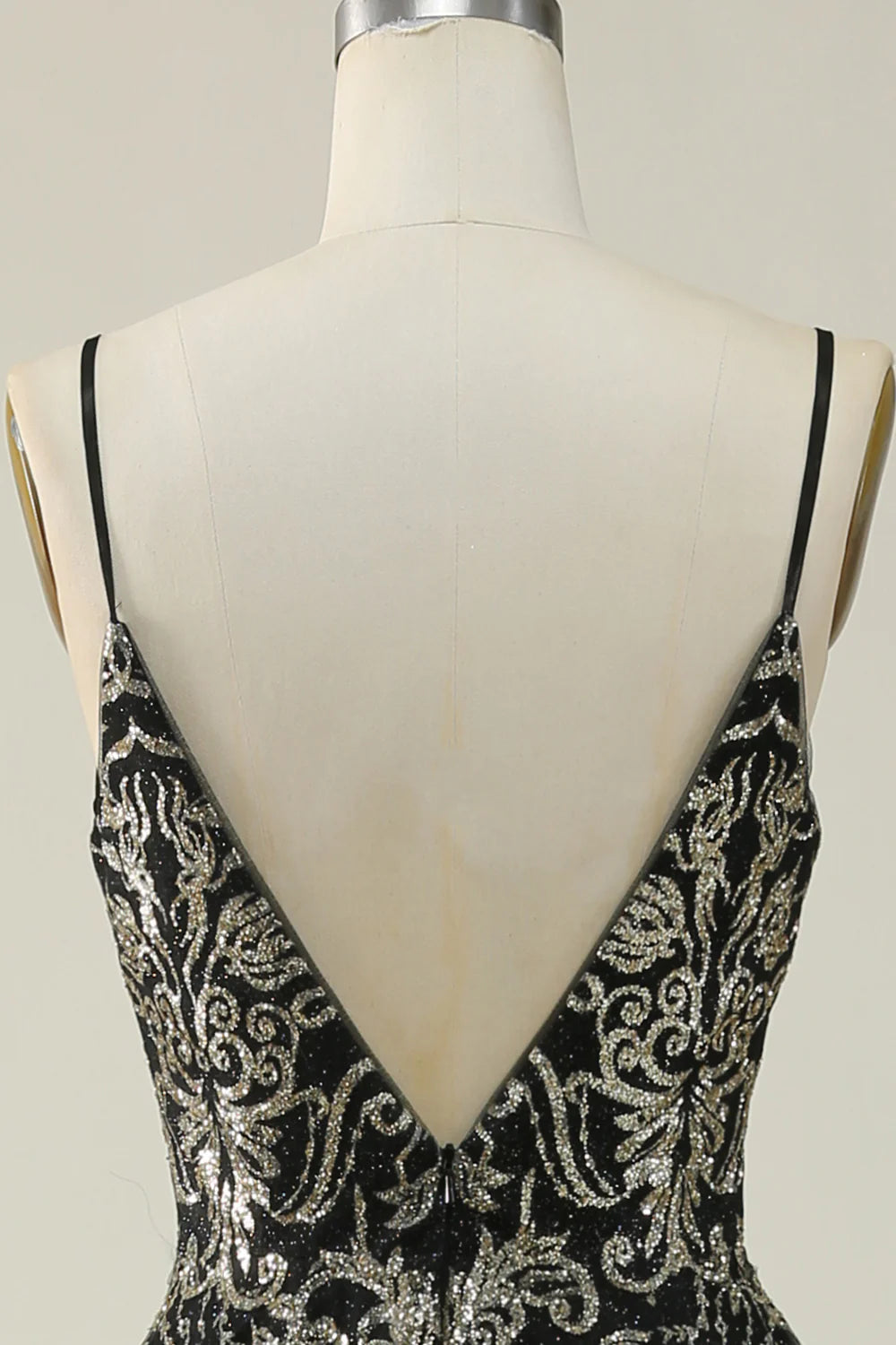 Black and gold spaghetti sexy shoulder strap dance long dress